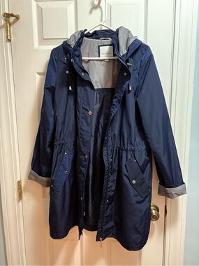 Weatherproof Navy Hooded Trench Coat